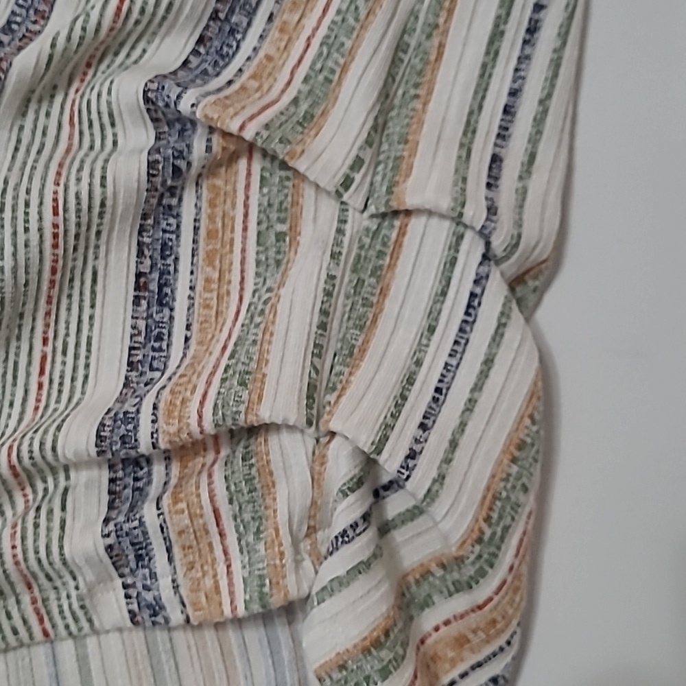 Cure. Colorful Vertically Striped Ribbed Top with Side Ruching size 1XL - Picture 5 of 9